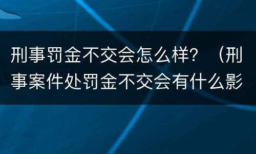 刑事罚金不交会怎么样？（刑事案件处罚金不交会有什么影响）