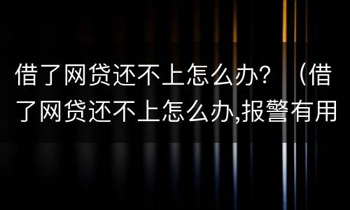 借了网贷还不上怎么办？（借了网贷还不上怎么办,报警有用吗,会被报复吗）