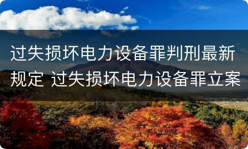 过失损坏电力设备罪判刑最新规定 过失损坏电力设备罪立案标准