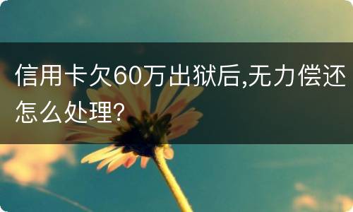 信用卡欠60万出狱后,无力偿还怎么处理？