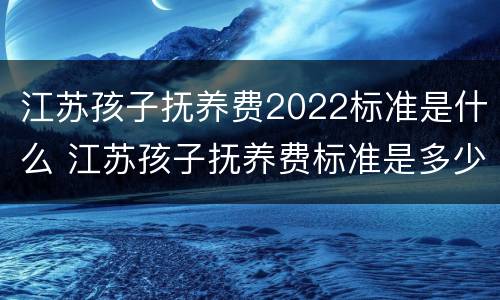 江苏孩子抚养费2022标准是什么 江苏孩子抚养费标准是多少