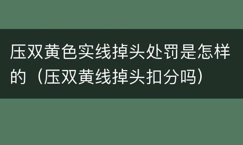 压双黄色实线掉头处罚是怎样的（压双黄线掉头扣分吗）