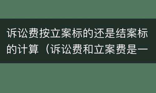 诉讼费按立案标的还是结案标的计算（诉讼费和立案费是一码事么）