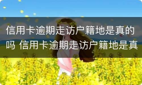 信用卡逾期走访户籍地是真的吗 信用卡逾期走访户籍地是真的吗知乎