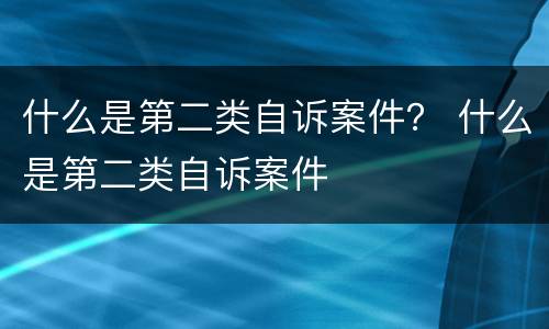 什么是第二类自诉案件？ 什么是第二类自诉案件