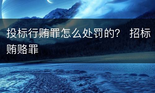 投标行贿罪怎么处罚的？ 招标贿赂罪