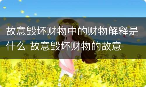 故意毁坏财物中的财物解释是什么 故意毁坏财物的故意
