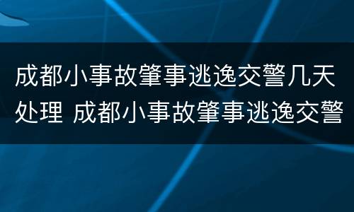 成都小事故肇事逃逸交警几天处理 成都小事故肇事逃逸交警几天处理完