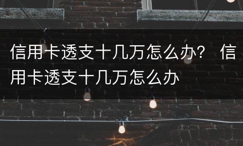 信用卡透支十几万怎么办？ 信用卡透支十几万怎么办
