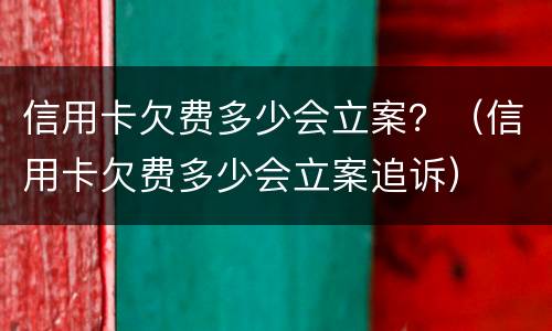 信用卡欠费多少会立案？（信用卡欠费多少会立案追诉）