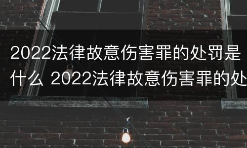 2022法律故意伤害罪的处罚是什么 2022法律故意伤害罪的处罚是什么意思