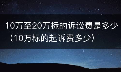 10万至20万标的诉讼费是多少（10万标的起诉费多少）