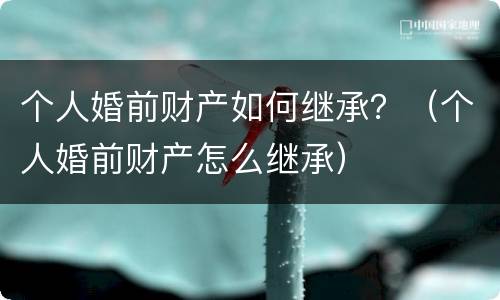 个人婚前财产如何继承？（个人婚前财产怎么继承）