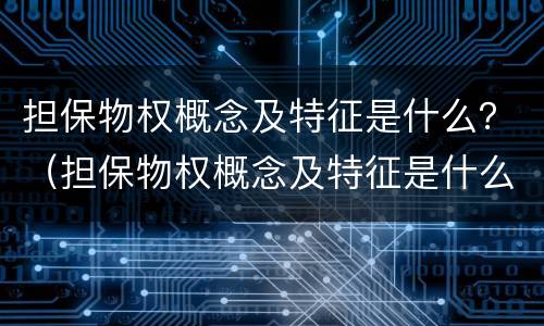 担保物权概念及特征是什么？（担保物权概念及特征是什么意思）