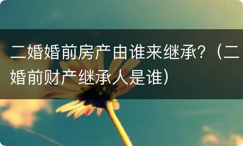 二婚婚前房产由谁来继承?（二婚前财产继承人是谁）