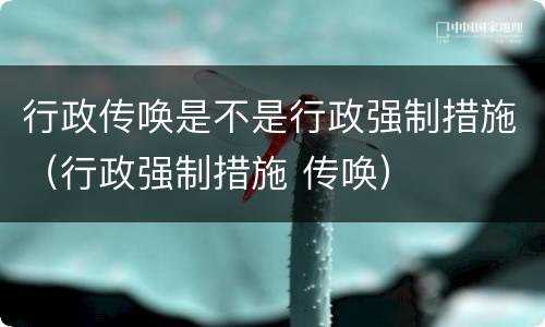 行政传唤是不是行政强制措施（行政强制措施 传唤）