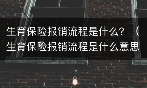 生育保险报销流程是什么？（生育保险报销流程是什么意思）