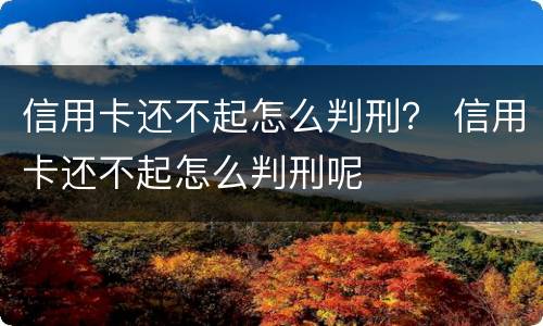 信用卡还不起怎么判刑？ 信用卡还不起怎么判刑呢