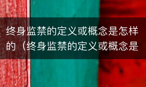 终身监禁的定义或概念是怎样的（终身监禁的定义或概念是怎样的呢）