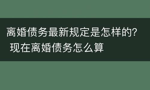 离婚债务最新规定是怎样的？ 现在离婚债务怎么算