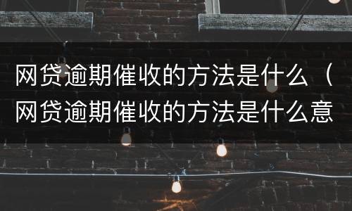 网贷逾期催收的方法是什么（网贷逾期催收的方法是什么意思）