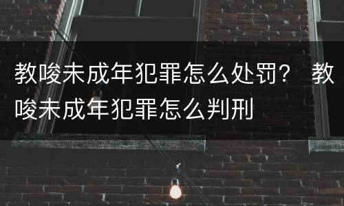 教唆未成年犯罪怎么处罚？ 教唆未成年犯罪怎么判刑