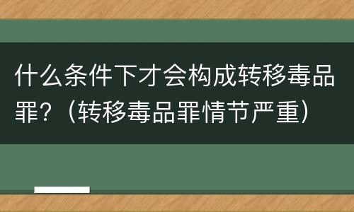 什么条件下才会构成转移毒品罪?（转移毒品罪情节严重）