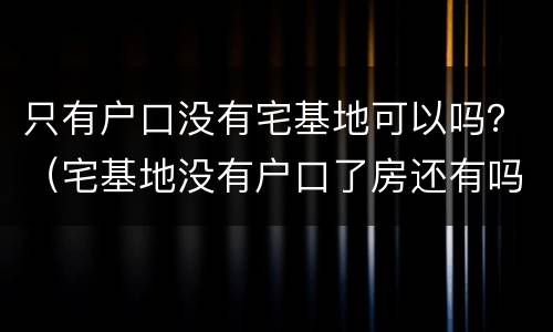 只有户口没有宅基地可以吗？（宅基地没有户口了房还有吗）