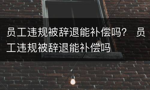 员工违规被辞退能补偿吗？ 员工违规被辞退能补偿吗