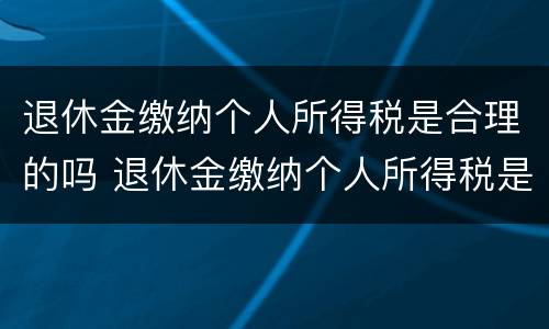 退休金缴纳个人所得税是合理的吗 退休金缴纳个人所得税是合理的吗为什么