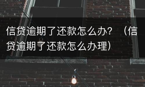 信贷逾期了还款怎么办？（信贷逾期了还款怎么办理）
