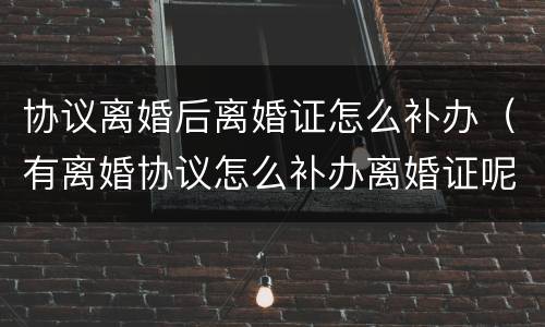 协议离婚后离婚证怎么补办（有离婚协议怎么补办离婚证呢）