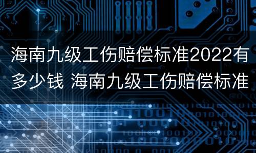 海南九级工伤赔偿标准2022有多少钱 海南九级工伤赔偿标准2022有多少钱呢