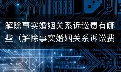 解除事实婚姻关系诉讼费有哪些（解除事实婚姻关系诉讼费有哪些项目）