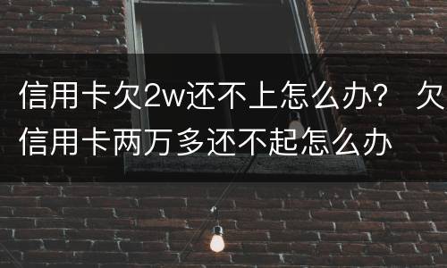 信用卡欠2w还不上怎么办？ 欠信用卡两万多还不起怎么办