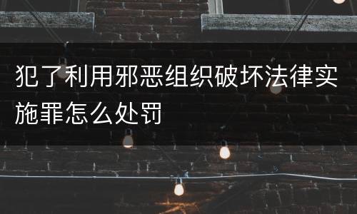 犯了利用邪恶组织破坏法律实施罪怎么处罚