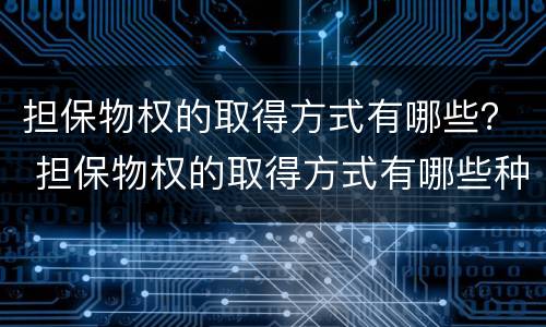 担保物权的取得方式有哪些？ 担保物权的取得方式有哪些种类