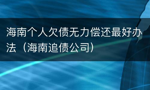 海南个人欠债无力偿还最好办法（海南追债公司）