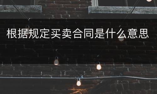 根据规定买卖合同是什么意思