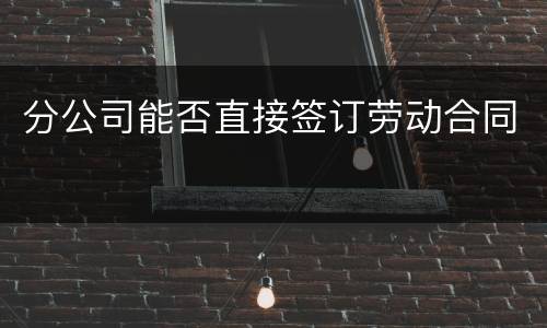 分公司能否直接签订劳动合同