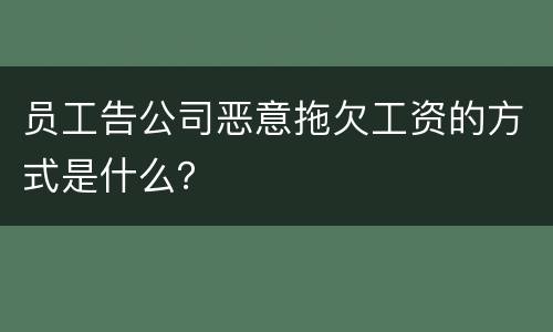 员工告公司恶意拖欠工资的方式是什么？