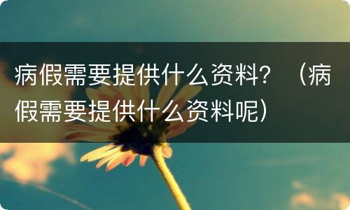 病假需要提供什么资料？（病假需要提供什么资料呢）