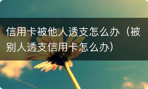 信用卡被他人透支怎么办（被别人透支信用卡怎么办）