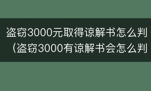 盗窃3000元取得谅解书怎么判（盗窃3000有谅解书会怎么判）