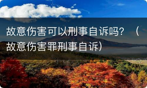 故意伤害可以刑事自诉吗？（故意伤害罪刑事自诉）