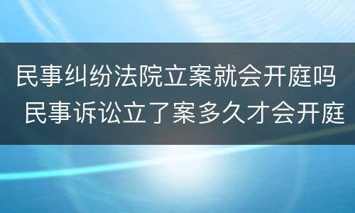 民事纠纷法院立案就会开庭吗 民事诉讼立了案多久才会开庭