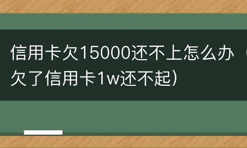 信用卡欠15000还不上怎么办（欠了信用卡1w还不起）