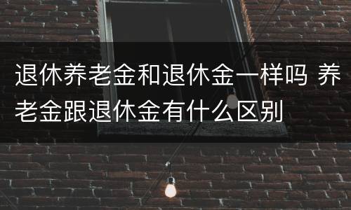 退休养老金和退休金一样吗 养老金跟退休金有什么区别