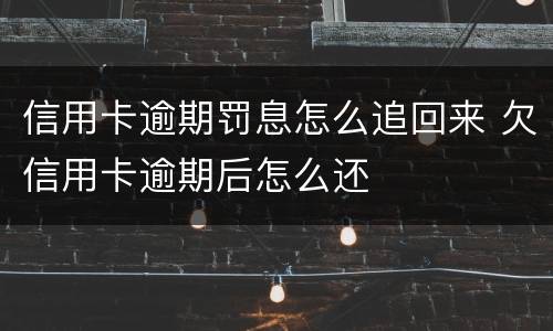 信用卡逾期罚息怎么追回来 欠信用卡逾期后怎么还