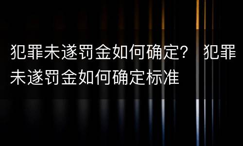 犯罪未遂罚金如何确定？ 犯罪未遂罚金如何确定标准